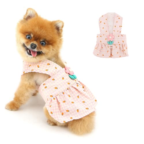 PAIDEFUL Niedliches Hundegeschirrkleid für kleine Hunde, Sommer, Hund, Prinzessin, Trägerrock mit Karottenmuster, Blumenmuster, atmungsaktiv, Haustier-Sommerkleid, Welpen, Geburtstagskleidung, weiche PAIDEFUL Niedliches Hundegeschirrkleid für kleine Hunde, Sommer, Hund, Prinzessin, Trägerrock mit Karottenmuster, Blumenmuster, atmungsaktiv, Haustier-Sommerkleid, Welpen, Geburtstagskleidung, weiche von PAIDEFUL