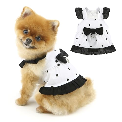 PAIDEFUL Prinzessinnenkleid für Mädchen, Hund, gepunktet, modisch, einteilig mit Schleife, weich, atmungsaktiv, Haustierriemen, Rock, Kleidung, leicht, mit Knopfleiste, Chihuahua-Kostüm, D-Ring, PAIDEFUL Prinzessinnenkleid für Mädchen, Hund, gepunktet, modisch, einteilig mit Schleife, weich, atmungsaktiv, Haustierriemen, Rock, Kleidung, leicht, mit Knopfleiste, Chihuahua-Kostüm, D-Ring, von PAIDEFUL