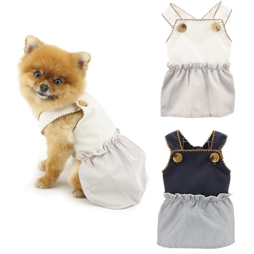 PAIDEFUL Prinzessinnenkleid für kleine Hunde, klassisches Karomuster für Mädchen, Hunde, koreanischer Stil, Haustier-Strapsrock, weiches Sommerkleid, Sommerkleid mit Knöpfen, Katzenkostüm, von PAIDEFUL