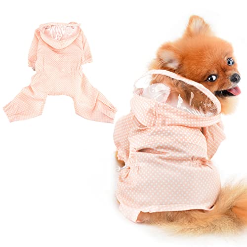 PAIDEFUL Regenmantel für kleine Hunde, gepunktet, vierbeinige Regenjacke, wasserdichte Hundekleidung, leicht, Verstellbarer Kordelzug, Katzen Kostüm, Rosa, XXL PAIDEFUL Regenmantel für kleine Hunde, gepunktet, vierbeinige Regenjacke, wasserdichte Hundekleidung, leicht, Verstellbarer Kordelzug, Katzen Kostüm, Rosa, XXL von PAIDEFUL