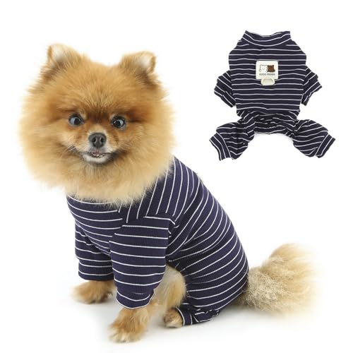 PAIDEFUL Schlafanzug für kleine Hunde, modisch, gestreift, weich, dehnbar, 4-beinig, leicht, atmungsaktiv, Sportbekleidung, Katze, Chihuahua, Kleidung mit D-Ring, Schwarz, Größe L PAIDEFUL Schlafanzug für kleine Hunde, modisch, gestreift, weich, dehnbar, 4-beinig, leicht, atmungsaktiv, Sportbekleidung, Katze, Chihuahua, Kleidung mit D-Ring, Schwarz, Größe L von PAIDEFUL