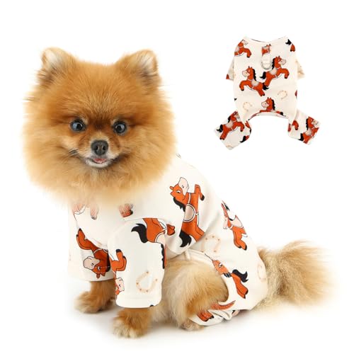 PAIDEFUL Schlafanzug für kleine Hunde, weich, leicht, 4-beinig, für Sommer, Frühling, niedlicher Welpen-Jumpsuit, atmungsaktiv, Chihuahua-Pullover, Kleidung, Katzenbekleidung, D-Ring, Pferd, Größe XL PAIDEFUL Schlafanzug für kleine Hunde, weich, leicht, 4-beinig, für Sommer, Frühling, niedlicher Welpen-Jumpsuit, atmungsaktiv, Chihuahua-Pullover, Kleidung, Katzenbekleidung, D-Ring, Pferd, Größe XL von PAIDEFUL