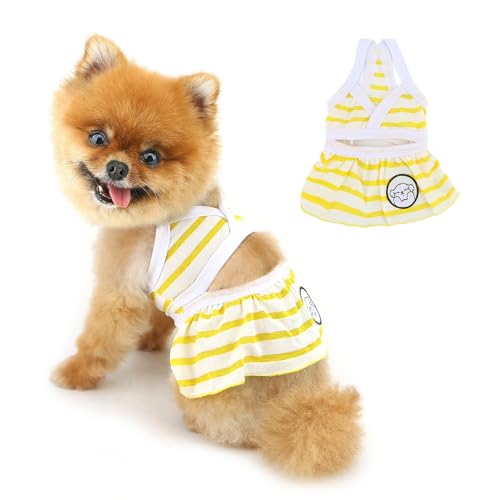 PAIDEFUL Sexy gestreiftes Hunde-Bikini-Kleid für kleine Hunde, Sommer-Thema, Welpen, Strand, Badeanzug, coole Hunde-Bademode, niedlicher Haustier-Badeanzug, Trägerweste, Chihuahua-Bikinioberteil von PAIDEFUL