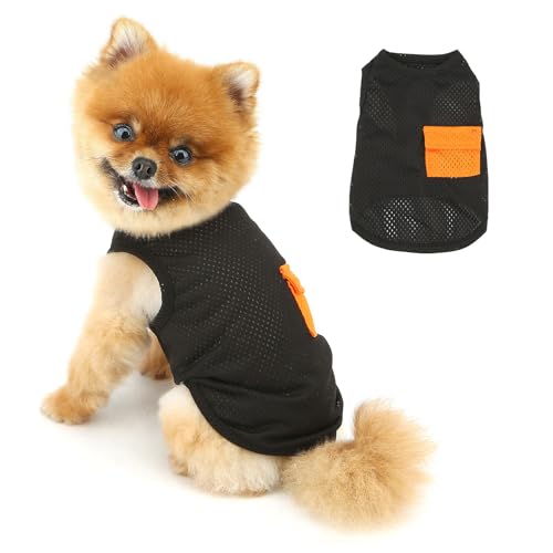 PAIDEFUL Shirt für kleine Hunde, atmungsaktives Netzgewebe, cooles Welpen-T-Shirt, weich, leicht, Sommerweste mit Tasche, ärmelloses Haustier-Tanktop, solides Sweatshirt, Chihuahua-T-Shirt von PAIDEFUL