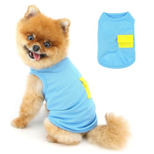 PAIDEFUL Shirt für kleine Hunde, atmungsaktives Netzgewebe, cooles Welpen-T-Shirt, weich, leicht, Sommerweste mit Tasche, ärmelloses Haustier-Tanktop, solides Sweatshirt, Chihuahua-T-Shirt PAIDEFUL Shirt für kleine Hunde, atmungsaktives Netzgewebe, cooles Welpen-T-Shirt, weich, leicht, Sommerweste mit Tasche, ärmelloses Haustier-Tanktop, solides Sweatshirt, Chihuahua-T-Shirt von PAIDEFUL