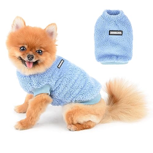 PAIDEFUL Solid Small Dog Sweater Autumn Winter Vest Good Luck Coat Pullover Warm Jacket Puppy Clothes Soft Comfortable Cats Costume, Blue, XXL von PAIDEFUL
