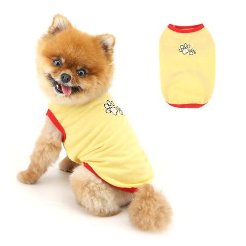 PAIDEFUL Solide Hunde-T-Shirts für kleine Hunde, leicht, atmungsaktiv, Welpen-Shirt, Sommer, Hunde-Tanktop, weiche Haustier-Sweatshirts, ärmellose Weste, modisch, Chihuahua-T-Shirt, Katzenbekleidung von PAIDEFUL