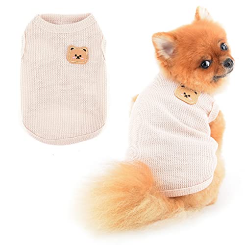 PAIDEFUL Sommer Tshirt Hund, Cartoon-Patch, Tank-Top, weich, bequem, Welpenkleidung, Pullover, ärmellos, Katzen Kostüm, Creme, L PAIDEFUL Sommer Tshirt Hund, Cartoon-Patch, Tank-Top, weich, bequem, Welpenkleidung, Pullover, ärmellos, Katzen Kostüm, Creme, L von PAIDEFUL