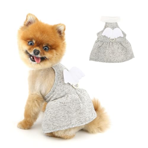 PAIDEFUL Süßes Hundekleid für kleine Hunde, Prinzessinnenkleid mit Flügeln, D-Ring, weich, atmungsaktiv, Welpen-Halfterrock, Sommer, Hundehalfter-Top, leicht, Chihuahua, Sommerkleid, Katze von PAIDEFUL