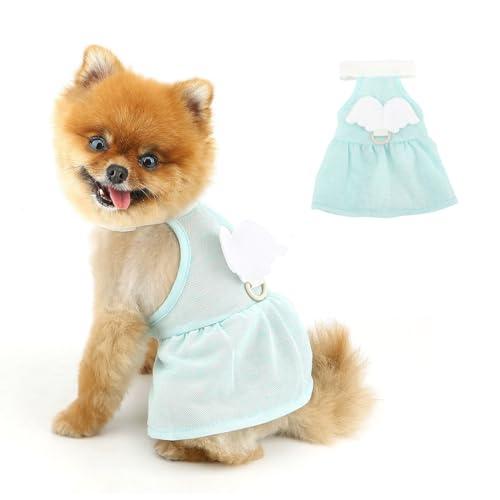 PAIDEFUL Süßes Hundekleid für kleine Hunde, Prinzessinnenkleid mit Flügeln, D-Ring, weich, atmungsaktiv, Welpen-Halfterrock, Sommer, Hundehalfter-Top, leicht, Chihuahua, Sommerkleid und Katze von PAIDEFUL