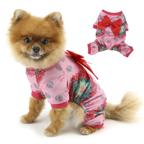 PAIDEFUL Valentinstagskleidung für kleine Hunde, niedliches Hundekostüm, 4-beinig, Welpenanzug, weich, dehnbar, Hunde-Pyjama, bezaubernd, bedruckte Schleife, Haustier-Pyjama, Jammies, PAIDEFUL Valentinstagskleidung für kleine Hunde, niedliches Hundekostüm, 4-beinig, Welpenanzug, weich, dehnbar, Hunde-Pyjama, bezaubernd, bedruckte Schleife, Haustier-Pyjama, Jammies, von PAIDEFUL