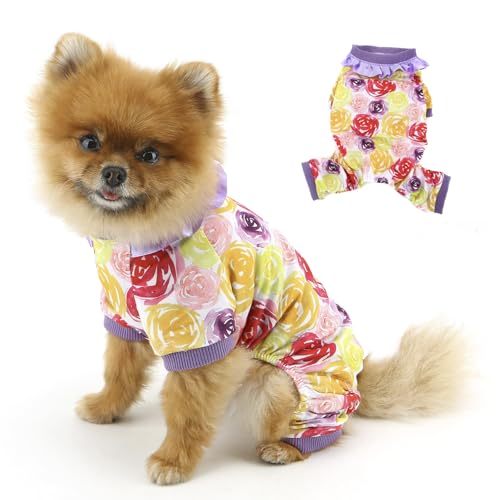 PAIDEFUL Valentinstagskleidung für kleine Hunde, niedliches Hundekostüm mit Spitzenkragen, 4-beiniger Welpen-Jumpsuit, weich, dehnbar, Hunde-Pyjama, bezaubernder bedruckter Haustier-Pyjama, Jammies, PAIDEFUL Valentinstagskleidung für kleine Hunde, niedliches Hundekostüm mit Spitzenkragen, 4-beiniger Welpen-Jumpsuit, weich, dehnbar, Hunde-Pyjama, bezaubernder bedruckter Haustier-Pyjama, Jammies, von PAIDEFUL