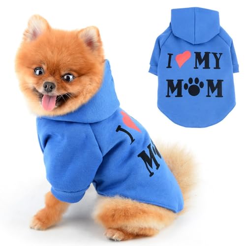 PAIDEFUL Warmer Fleece-Hundemantel für kleine Hunde, weich, winddicht, Hunde-Kapuzenpullover, modische Welpen-Sweatshirts mit "I Love My Mom"-Aufdruck, Thermo-Haustierjacke, kurzärmelig, mit Loch für PAIDEFUL Warmer Fleece-Hundemantel für kleine Hunde, weich, winddicht, Hunde-Kapuzenpullover, modische Welpen-Sweatshirts mit "I Love My Mom"-Aufdruck, Thermo-Haustierjacke, kurzärmelig, mit Loch für von PAIDEFUL