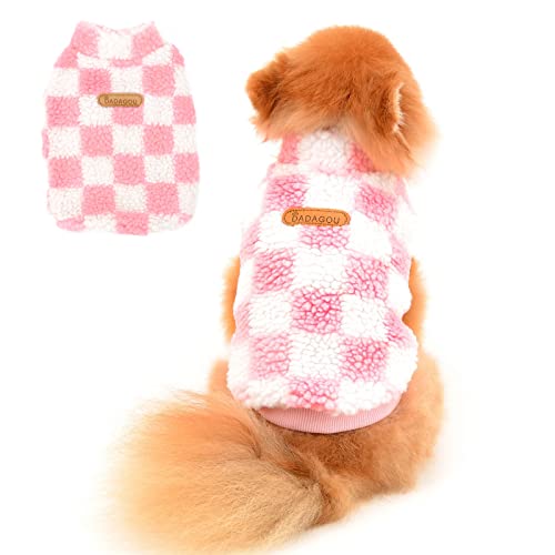 PAIDEFUL Hundepullover Kleine Hunde Warmer Hund Jumper Mädchen Jungen Chihuahua Kleidung Schachbrettmuster Plüsch Strickwaren Pullover Winterkleidung für Welpen Haustiere Katze Herbst Kaltes Wetter von PAIDEFUL