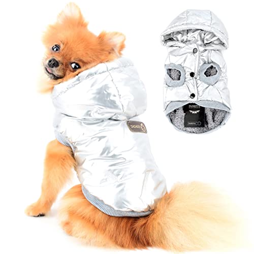 PAIDEFUL Wasserdichter Kleiner Hund Wintermantel Kapuzenjacke Puffermantel für Welpen Chihuahua Kleidung Kaltes Wetter Mädchen Jungen Große Katze Bekleidung Haustier Schneeanzug mit Kapuze Winddicht von PAIDEFUL