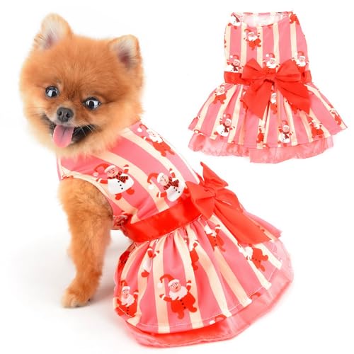 PAIDEFUL Weihnachtskleid für kleine Hunde mit Weihnachtsmann, Schneemann, Druck, für Welpen, gestufter Rock, Schleife, Haustierprinzessin, Outfit, Hund, Urlaub, Cosplay-Kostüm, Katzenbekleidung, Rot, PAIDEFUL Weihnachtskleid für kleine Hunde mit Weihnachtsmann, Schneemann, Druck, für Welpen, gestufter Rock, Schleife, Haustierprinzessin, Outfit, Hund, Urlaub, Cosplay-Kostüm, Katzenbekleidung, Rot, von PAIDEFUL
