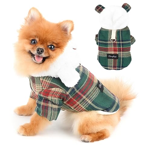 PAISEFUL Karierter Kaninchenmantel für kleine Hunde, mit Fleece gefüttert, winddicht, Kapuzenjacke, Welpenkleidung, D-Ring, weich, bequem, warm, Katzenkostüm, für drinnen und draußen, Grün, M PAISEFUL Karierter Kaninchenmantel für kleine Hunde, mit Fleece gefüttert, winddicht, Kapuzenjacke, Welpenkleidung, D-Ring, weich, bequem, warm, Katzenkostüm, für drinnen und draußen, Grün, M von PAIDEFUL