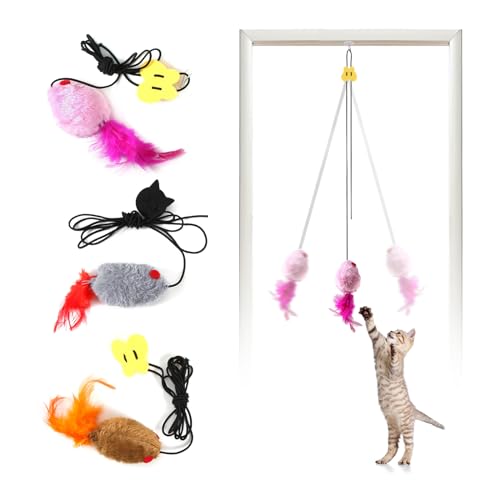 PAKESI 3-Pack hängende Maus Katze Spielzeug für Indoor Katzen,Katze fangen Maus Spielzeug, Interaktive Katze Mäuse Spielzeug für Indoor Katzen Kätzchen Self Play Chase Übung PAKESI 3-Pack hängende Maus Katze Spielzeug für Indoor Katzen,Katze fangen Maus Spielzeug, Interaktive Katze Mäuse Spielzeug für Indoor Katzen Kätzchen Self Play Chase Übung von PAKESI