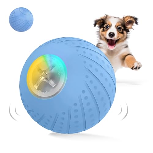 PAKESI Smart Interaktives Hundespielzeug, aktiver rollender Ball für Welpen/kleine Hunde mit LED-Lichtern, Sich automatisch bewegender, hüpfender, rotierender Ball, USB wiederaufladbar, blau PAKESI Smart Interaktives Hundespielzeug, aktiver rollender Ball für Welpen/kleine Hunde mit LED-Lichtern, Sich automatisch bewegender, hüpfender, rotierender Ball, USB wiederaufladbar, blau von PAKESI