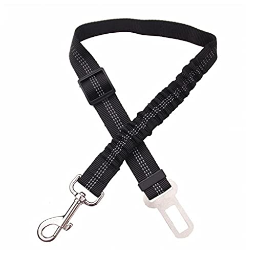 Car Dog Seat Belt Adjustable Elastic Lead Pet Safety Harness with Bungee Buffer Black von PAKEY