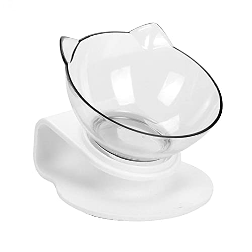 Cat Bowl Cat Food Feeding Raised Tilted Platform Double Pet Bowl with Stand 15°Elevated U Shape Transparent von PAKEY