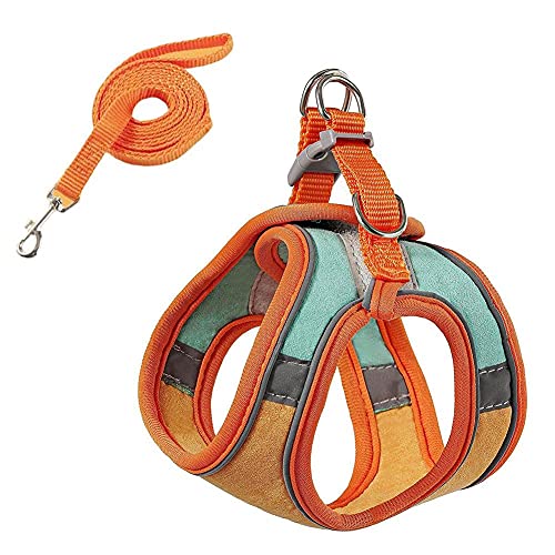 Escape Proof Cat Harness and Leash Set Adjustable Soft Walking Cat Vest with Breathable Mesh with Reflective Strap for Walking Orange Green L von PAKEY