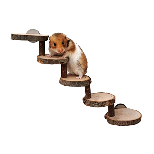 Hamster Platform, Hamster Wooden Ladder, Parrot Springboard, Climbing Ladder Hamster Climbing Toy Natural Wood Ladder Small Animal Cage Accessories von PAKEY