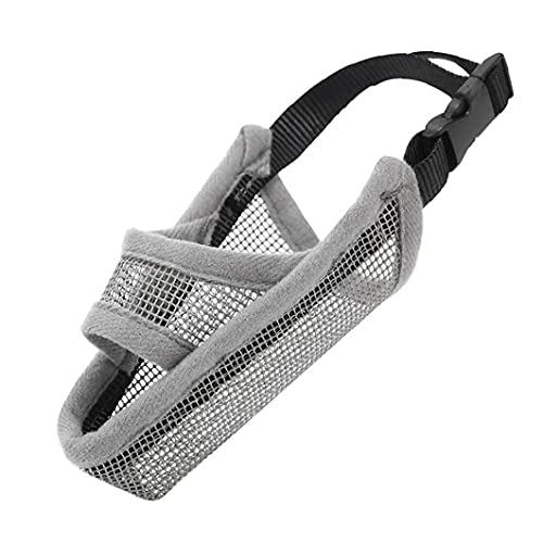 Mesh Breathable Quick Fit Dog Muzzle Anti Bark Bite Chew Grey Training to Prevent Biting Screaming Eating Muzzle Adjustable Breathable Mesh Muzzle/Dog Mask/Mouth Cover M von PAKEY