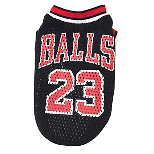 PAKEY Dog Clothes Basketball Uniform Mesh Breathable T-Shirt Dogs Costume Basketball Fans for Pet Dogs Cats Black L von PAKEY