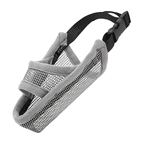 PVC Mesh Soft Dog Muzzle Adjustable Breathable Mesh Muzzle/Dog Mask/Mouth Cover to Prevent Biting Screaming Eating Muzzle for Dogs Grey S von PAKEY