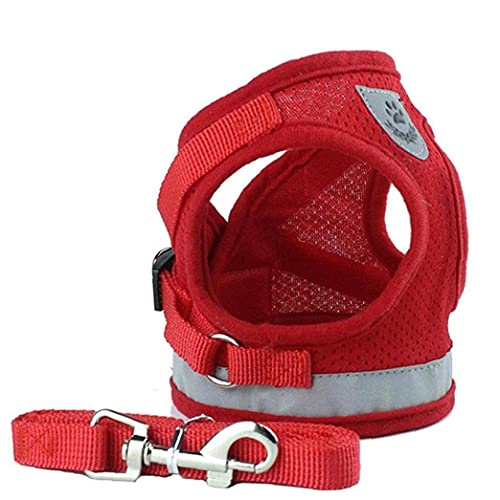 Pet Chest Harness Cat Escape Proof Harness Dog Reflective Harness Adjustable with Leash for Walking Red Xs von PAKEY