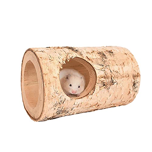 Wooden Animal Tunnel,Natural Wooden Exercise Tube with Holes Chew Toy for Rabbit Ferret Hamster Guinea Pig von PAKEY