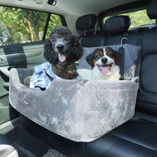 PALAMIL Hunde-Sitzerhöhung für große/mittlerer oder 2 kleine Hunde, wasserdichter erhöhter Autositz für Hunde mit dickem Kissen und Aufbewahrungstaschen (Grau) PALAMIL Hunde-Sitzerhöhung für große/mittlerer oder 2 kleine Hunde, wasserdichter erhöhter Autositz für Hunde mit dickem Kissen und Aufbewahrungstaschen (Grau) von PALAMIL