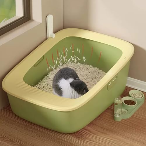 Extra Große Katzentoilette, Halbgeschlossene Katzentoilette, Spritzwassergeschützt, Abnehmbar, Grün Extra Große Katzentoilette, Halbgeschlossene Katzentoilette, Spritzwassergeschützt, Abnehmbar, Grün von PALE
