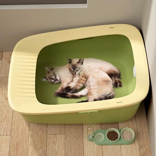 Große Katzentoilette Aus Kunststoff, Halbgeschlossene Katzentoilette, Grüne Katzentoilette, Abnehmbar Große Katzentoilette Aus Kunststoff, Halbgeschlossene Katzentoilette, Grüne Katzentoilette, Abnehmbar von PALE