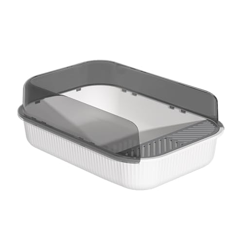 Große Weiße Katzentoilette, Extra Tiefe, Auslaufsichere Katzentoilette, Halboffen, Höherer Zaun, Abnehmbares Design Große Weiße Katzentoilette, Extra Tiefe, Auslaufsichere Katzentoilette, Halboffen, Höherer Zaun, Abnehmbares Design von PALE