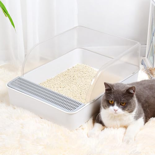 Katzentoilette, Extragroße, Halbgeschlossene Katzentoilette, Abnehmbares Design, Glatte Und Erhöhte Kanten, Mit Streuschaufel Katzentoilette, Extragroße, Halbgeschlossene Katzentoilette, Abnehmbares Design, Glatte Und Erhöhte Kanten, Mit Streuschaufel von PALE