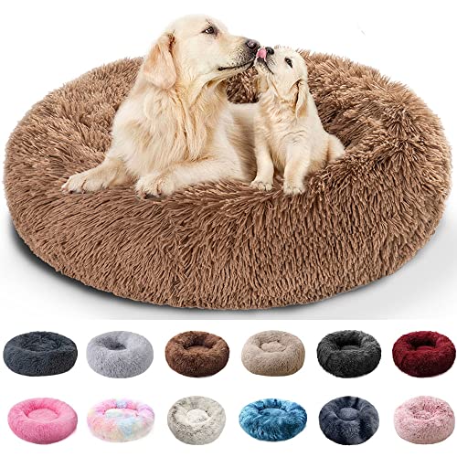 PAMEENCOS Flauschig Rund Katzenbett Hundebett 90 cm Donut Kuscheliges Hundekissen Hundekorb Waschbar Heimtierbedarf Für Kleine Mittelgroße Und Große Hunde (Diameter 100cm,M) von PAMEENCOS