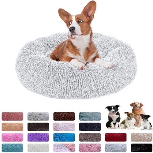 PAMEENCOS Haustierbett Donut Haustierbett Für Katzen Und Hunde Rundes Plüsch Hundebett Katzenbett In Doughnut-Form Waschbar Selbstwärmend Und Gemütlich Für Mittelgroße Hunde (100cm,D) von PAMEENCOS