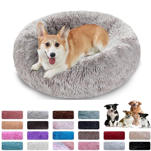 PAMEENCOS Hundebett Flauschig Rund Hundekissen Donut Katzenbetten Waschbares Hundekörbchen Für Kleine MittelgroßE Und GroßE Hunde Katzen Und Andere Haustiere (50cm,K) von PAMEENCOS