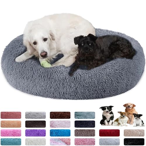 PAMEENCOS Hundebett Flauschig Rund Hundekissen Donut Katzenbetten Waschbares Hundekörbchen Für Kleine MittelgroßE Und GroßE Hunde Katzen Und Andere Haustiere (80cm,C) von PAMEENCOS