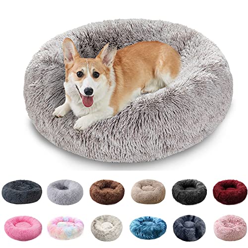 PAMEENCOS Hundebett Katzenbett Flauschig Rund Aus Plüsch Donut Kuscheliges Hundekissen Waschbar Für Kleine Mittelgroße Und Große Hunde, Katzen Und Andere Haustiere (Diameter 50cm,K) von PAMEENCOS