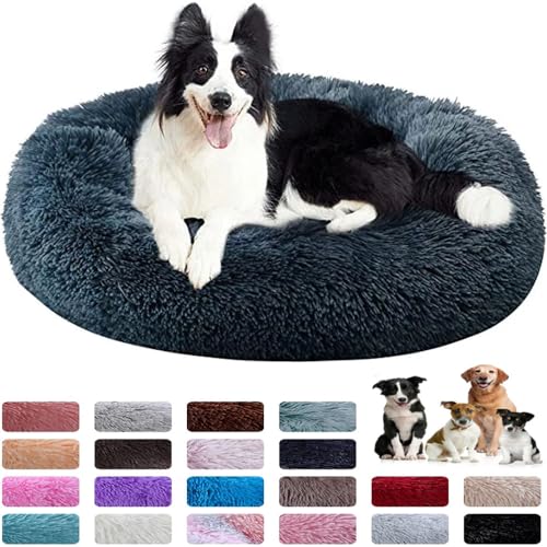 PAMEENCOS Katzenkissen Hundebett Haustierbett Katzenbett Flauschig Donut Kuscheliges Hundekissen Für Kleine, Mittelgroße Hunde Katzen Und Andere Haustiere (90cm,Light Blue) von PAMEENCOS