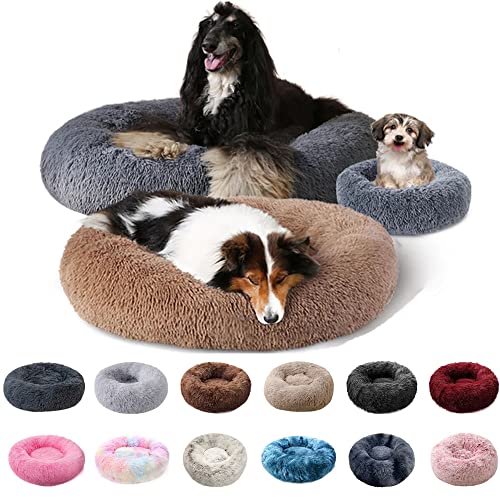 PAMEENCOS Orthopädisches Hundebett Rund Hundekissen Hundesofa Katzenbett Donut Kuscheliges Hundekorb Waschbar Für Kleine Mittelgroße Und Große Hunde, Katzen (Diameter 50cm,Dark Coffee) von PAMEENCOS