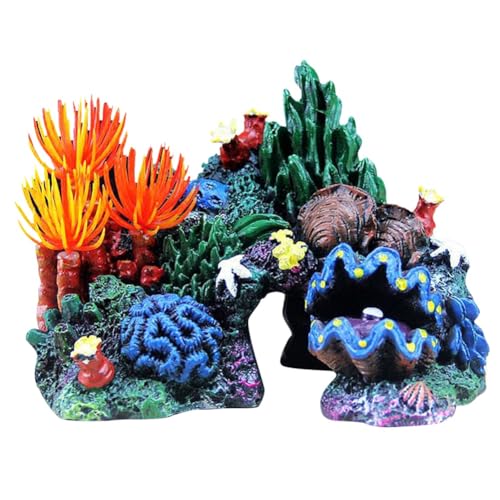 PAMENET 1 Stück Aquarium-Dekoration aus Kunstharz, Korallenpflanze, Muschel, Riff, Berghöhle, Ornament, Aquarium-Dekoration von PAMENET