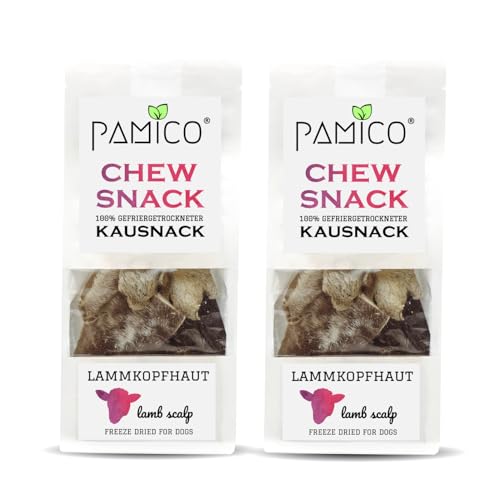 Gefriergetrocknete Lamm Kopfhaut für Hunde, Vorteilspack Belohnung-Snack getreidefrei, Deutsche Herstellung, Leckerli Hundekauartikel ohne Chemie, Qualität Kauartikel von PAMICO