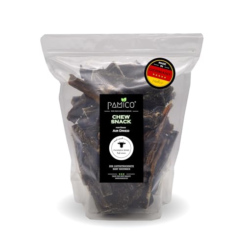 Luftgetrocknete Kausnacks für Hunde, 1 kg Belohnungs-Snack getreidefrei, Vorteilspack Deutsche Herstellung, Leckerli Hundekauartikel ohne Chemie, Qualität Kauartikel (1000g, Rinderpansen) von PAMICO
