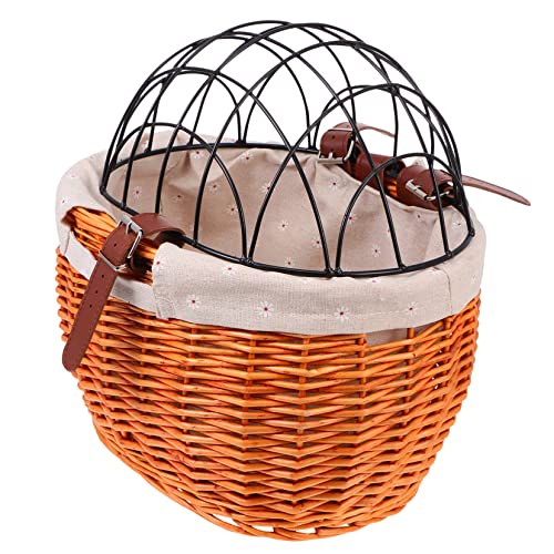 PAMINGONO Rattan Geflochtener Fahrradkorb Für Haustiere Stabiler Lenkerkorb Für Hunde Und Katzen Vielseitig Einsetzbar Als Einkaufs Oder Transportkorb Farblich von PAMINGONO