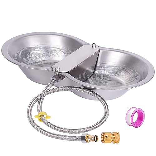 PAMUNULA Automatischer Hunde-Bewässerungsspender für den Außenbereich, 6,4 l, großer Edelstahl-Wassernapf-Spender, automatische Befüllung, Vieh-Wassertrog für Hunde, Katzen, Huhn, Pferd, Bauernhof von PAMUNULA