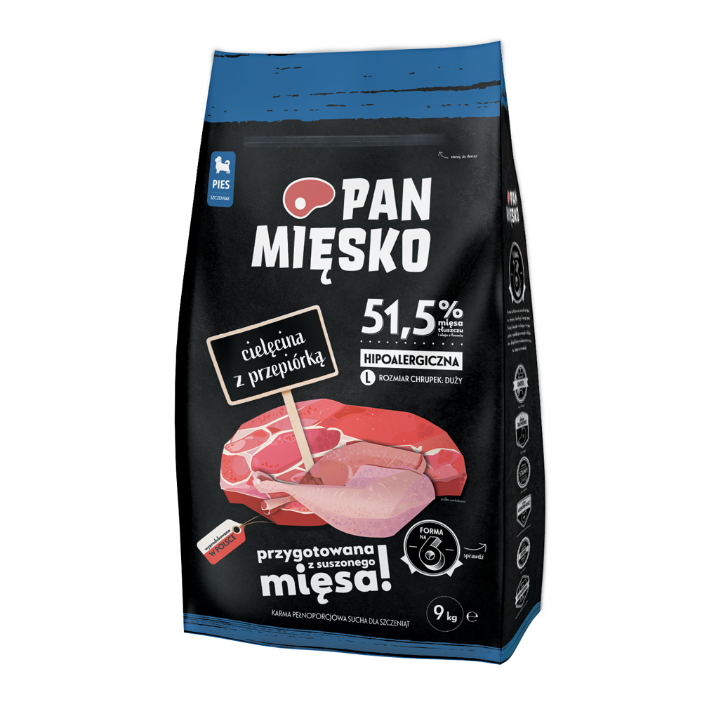 Pan Mięsko Large Puppy Kalb mit Wachteln - Sparpaket: 2 x 9 kg von PAN MIĘSKO